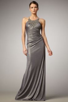 David Meister Bead-neck Metallic Gown - Lyst