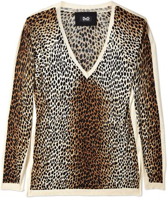  Ocelot Print V Neck Jumper 