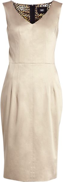 D&g Ultimate Stretch Cotton Pencil Dress in Beige - Lyst