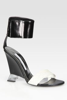 Diane Von Furstenberg Elan Snakeprint Leather Wedge Sandals - Lyst