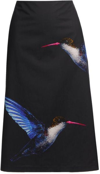 Jil Sander Humming Bird Print Skirt in Blue (navy) - Lyst