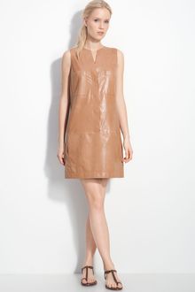 Vince Sleeveless Leather Shift Dress - Lyst