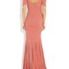 Zac Posen Stretch Satincrepe Fishtail Gown in Pink (coral) - Lyst