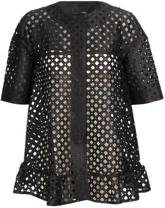 Fendi Laser Cut Cotton-silk Lattice Jacket - Lyst