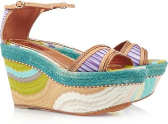  Leather and Crochet-knit Platform Sandals 