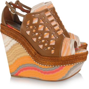 Missoni Leather and Crochet-knit Platform Sandals - Lyst