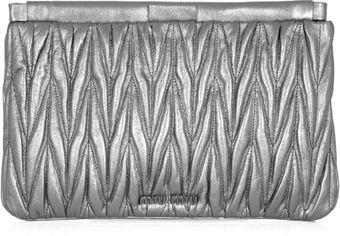 Metallic Matelassé Leather Clutch 