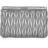 Miu Miu Metallic Matelassé Leather Clutch in Silver - Lyst