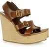 Pedro Garcia Teri Leather and Canvas Wedge Sandals in Brown - Lyst