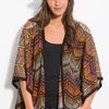 Wallpapher Sheer Print Poncho Cardigan in Orange - Lyst