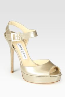 Jimmy Choo Linda Enamel Patent Leather Platform Sandals - Lyst