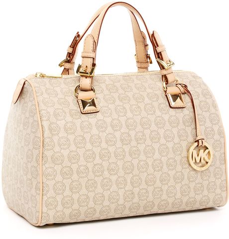 Michael Kors Jet Set Grayson Large Monogrammed Satchel in Pink (jet) - Lyst