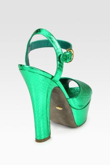 Sergio Rossi Laminated Watersnake Platform Sandals - Lyst
