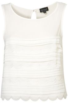 Topshop Pleat and Scallop Crop Shell - Lyst