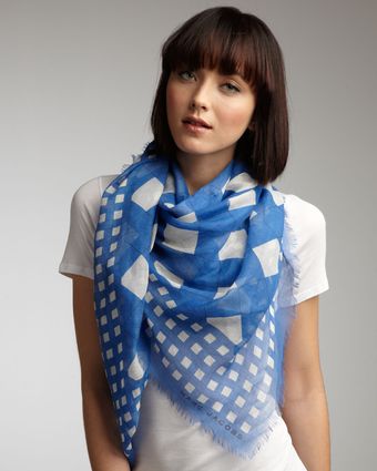 Marc Jacobs Check Scarf, Blue - Lyst