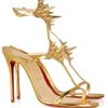 Christian Louboutin Lady Max 100 Spikeembellished Metallic Leather Sandals in Gold - Lyst