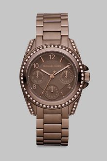 Michael Kors Crystal Accented Chocolate Ion-plated Multi-function Watch - Lyst