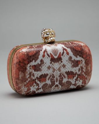 Alexander McQueen Python Skull-Clasp Box Clutch - Lyst