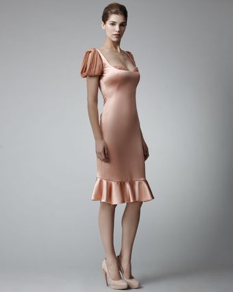 Alexander McQueen Peekaboo-plisse Satin Dress - Lyst