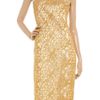 Alexander Mcqueen Embroidered Tulle and Silk Dress in Gold - Lyst
