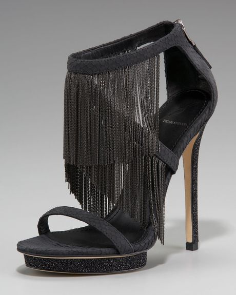 B Brian Atwood Chainfringe Platform Sandal in Black - Lyst