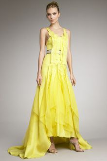 Carolina Herrera Satin Contrast-waist Gown - Lyst