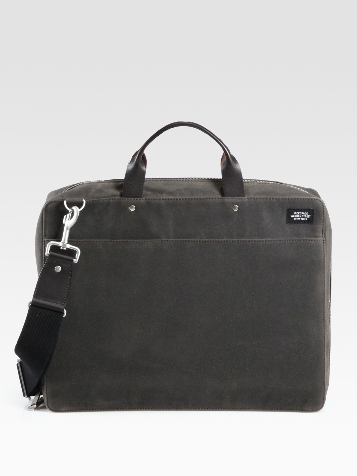 Jack Spade Waxed Cotton Briefcase in Brown for Men (chocolate) Lyst