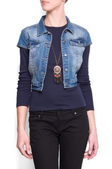 Mango Distressed Denim Bolero - Lyst