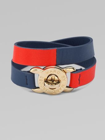 Marc By Marc Jacobs Double-wrap Turn-lock Leather Bracelet - Lyst