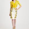 Oscar De La Renta Cotton Flower Skirt in Yellow (chartreuse) - Lyst