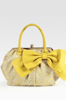 RED Valentino Daisy-print Canvas and Calfskin Bow Satchel - Lyst