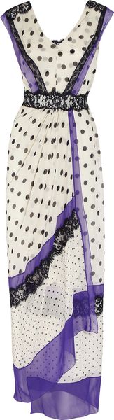 Alberta Ferretti Polka-dot Silk-chiffon Gown - Lyst