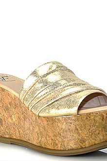 Diane Von Furstenberg Palm - Platino Leather Cork Wedge Slide - Lyst