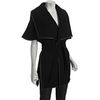 Halston Heritage Black Wool Blend Leather Trimmed Poncho in Black - Lyst