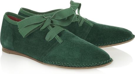 Lanvin Suede Moccasins in Green (forest) - Lyst