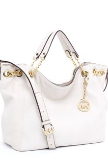 Michael Kors Jet Set Chain Medium Gather Shoulder Tote, Dove White - Lyst