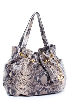Michael Kors Jet Set Python-embossed Chain Ring Tote, Dark Sand - Lyst