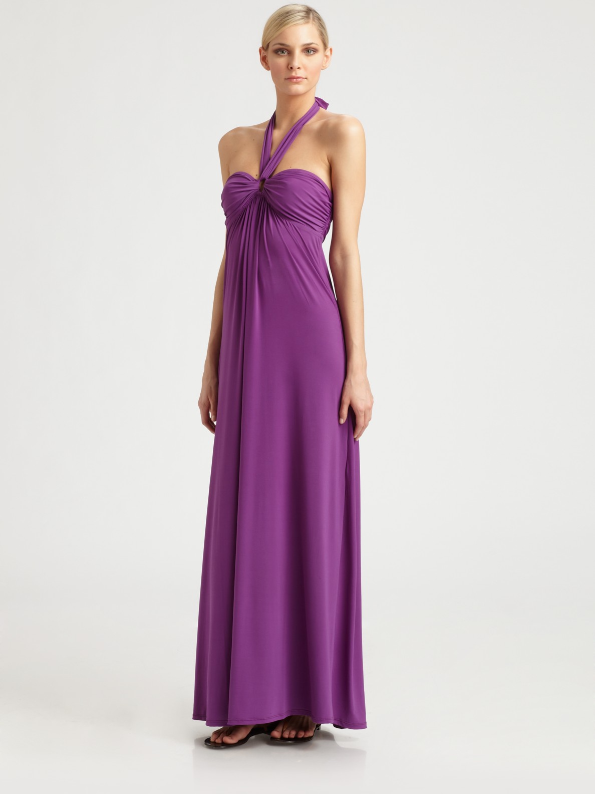 Natori Bandeau Halter Maxi Dress in Purple (deepamethyst)