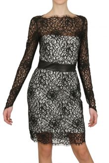 Osman Yousefzada Leather Belted Lace Dress - Lyst