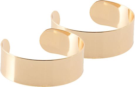 Asos Collection Asos Thin Smooth Double Cuffs in Gold - Lyst