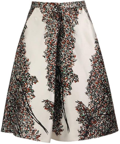 Balenciaga Pleat Tucked Silk Shantung Skirt in Black (black white) - Lyst