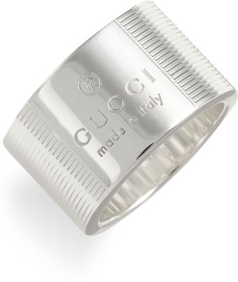 Gucci Trademark Stripe Sterling Silver Ring - Lyst