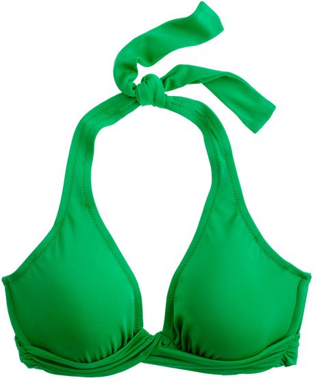 J.crew Twist Halter Underwire Top in Green (festival green) - Lyst