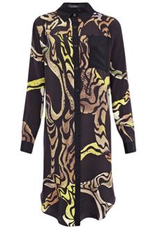 Proenza Schouler Yellow Abstract Print Silk Shirt Dress - Lyst