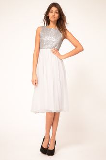 Tfnc Tfnc Midi Dress with Sequin Bodice - Lyst