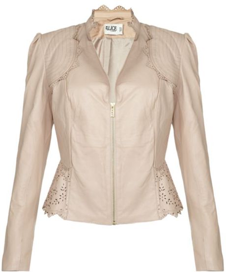 Alice By Temperley Libre Cropped Leather Jacket in Pink - Lyst