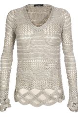 Balmain Metallic Knit Sweater with Braided Details