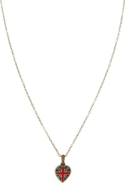 Cath Kidston Antique Brass Tiny Union Jack Heart Pendant Necklace in Gold - Lyst