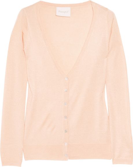 Crumpet Fineknit Silk and Cashmereblend Cardigan in Pink - Lyst