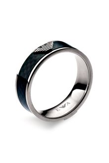 Emporio Armani Leather & Stainless Steel Ring - Lyst